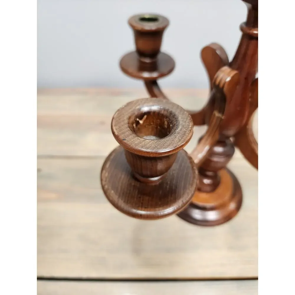 Vintage Charles Lesters Wooden Carved Candleabra 5 Taper 13
